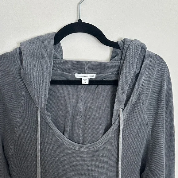 James Perse Charcoal Scoop-Neck Hooded Pullover - Picture 3 of 4